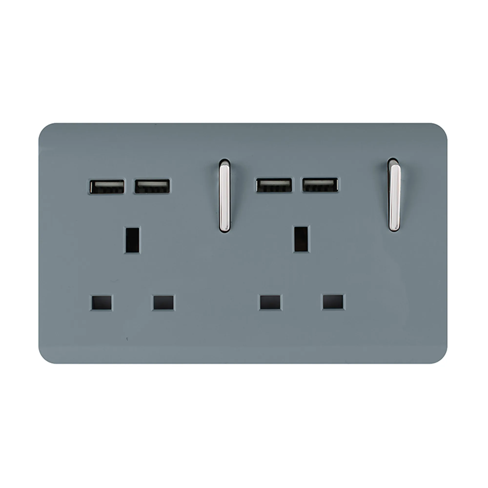 ART-SKT213USBCG  2 Gang 13Amp Switched Double Socket With 4X 2.1Mah USB Cool Grey